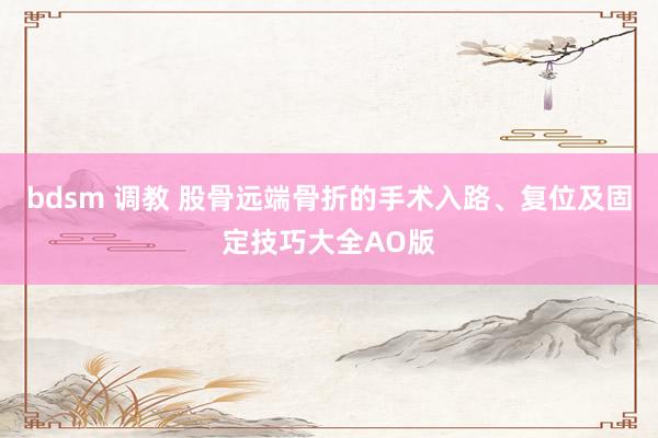 bdsm 调教 股骨远端骨折的手术入路、复位及固定技巧大全AO版
