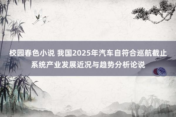 校园春色小说 我国2025年汽车自符合巡航截止系统产业发展近况与趋势分析论说