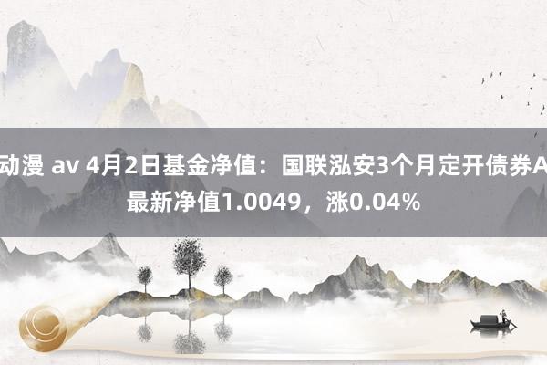 动漫 av 4月2日基金净值：国联泓安3个月定开债券A最新净值1.0049，涨0.04%