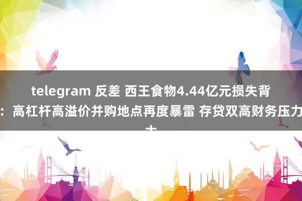 telegram 反差 西王食物4.44亿元损失背后：高杠杆高溢价并购地点再度暴雷 存贷双高财务压力大