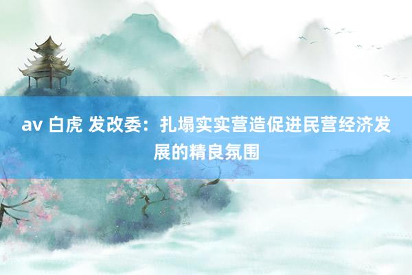 av 白虎 发改委：扎塌实实营造促进民营经济发展的精良氛围