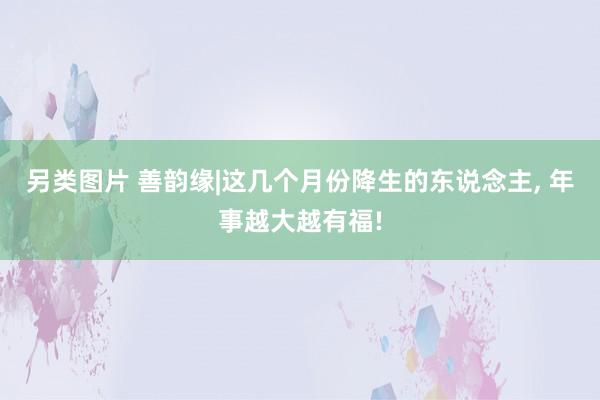 另类图片 善韵缘|这几个月份降生的东说念主， 年事越大越有福!